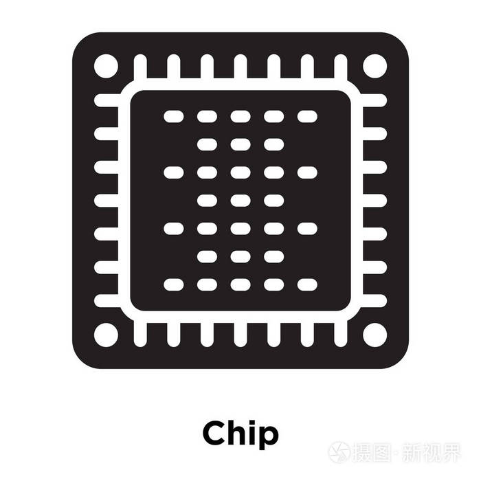 芯片图标矢量隔离在白色背景上, 标志概念上的芯片符号在透明背景下