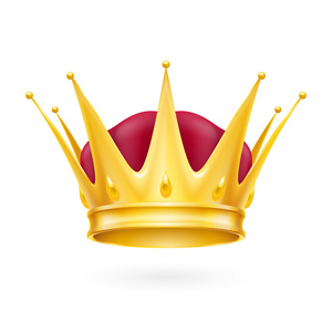 3d 渲染插图金色皇冠孤立的金色皇冠标志白色背景, 豪华皇家标志