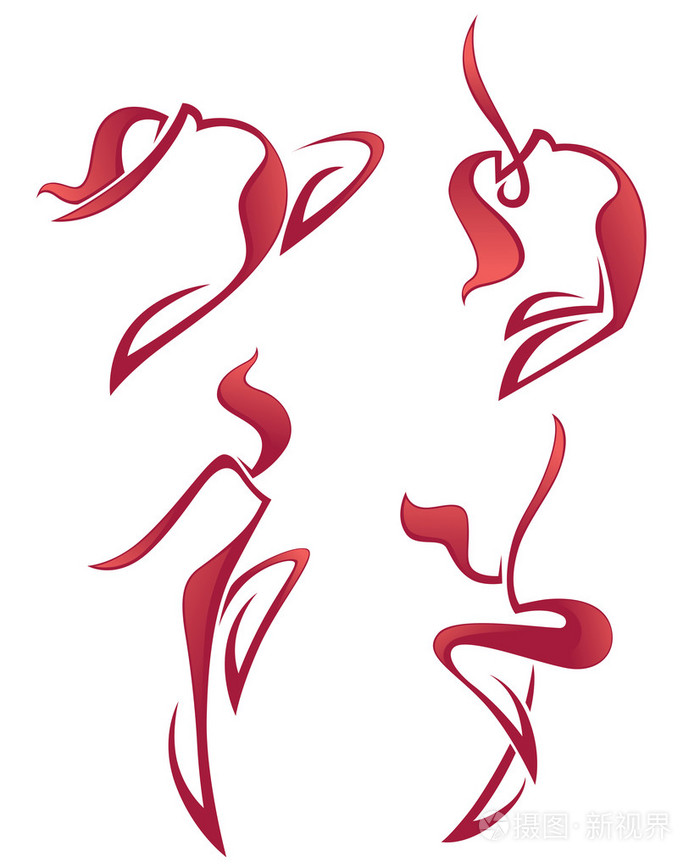 矢量抽象女性舞蹈姿势合集