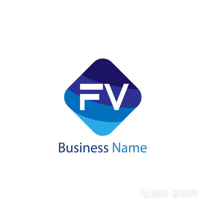 初始字母 Fv 徽标模板设计