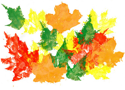 枫树叶用水彩，绘制的。手工绘制的设计元素