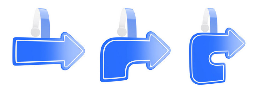 促销摇摇晃晃的蓝色箭头符号作为插图的 3d 呈现器