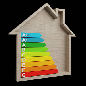 3d. 在黑暗背景下的木屋里渲染能量等级图