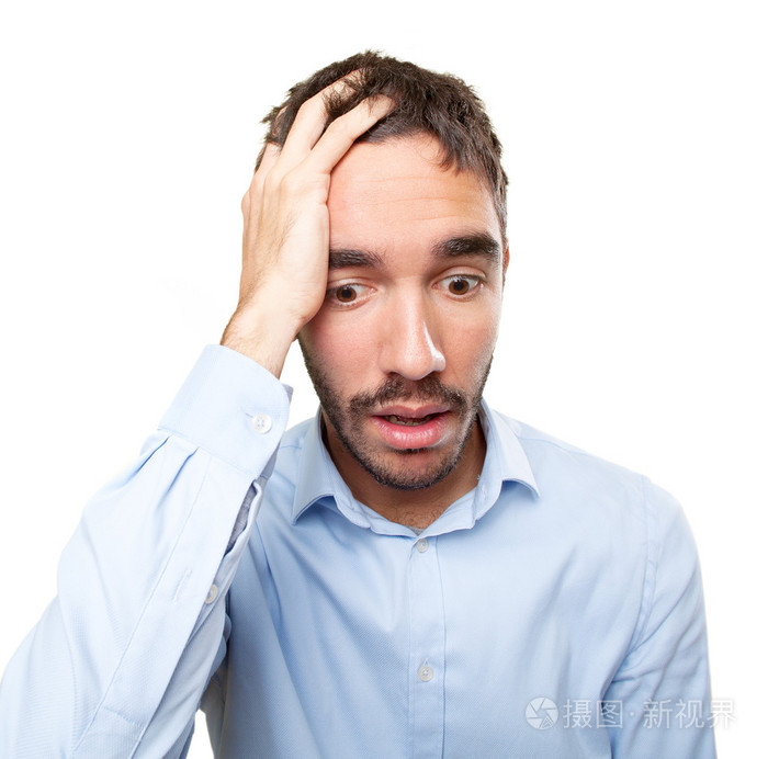 一个失败者的年轻男子的特写