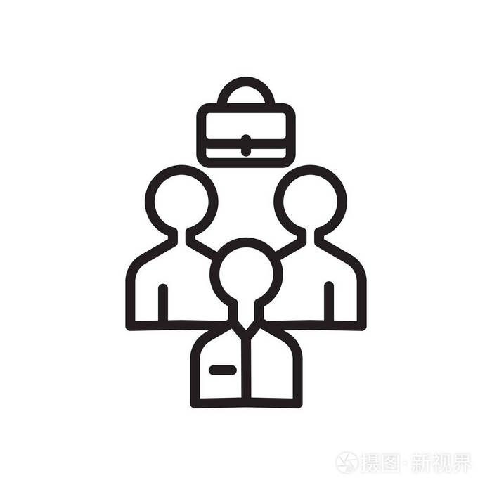 团队合作图标向量在白色背景下被隔离, 团队合作标志插画-正版商用