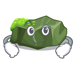 杯地衣傻笑卡通苔藓生长在海岩矢量插画照片