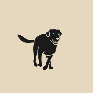 运行拉布拉多猎犬概述了米色背景插图