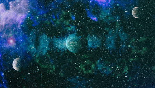 未来的抽象空间背景。夜空中有星星和星云。由 Nasa 提供的这幅图像的元素