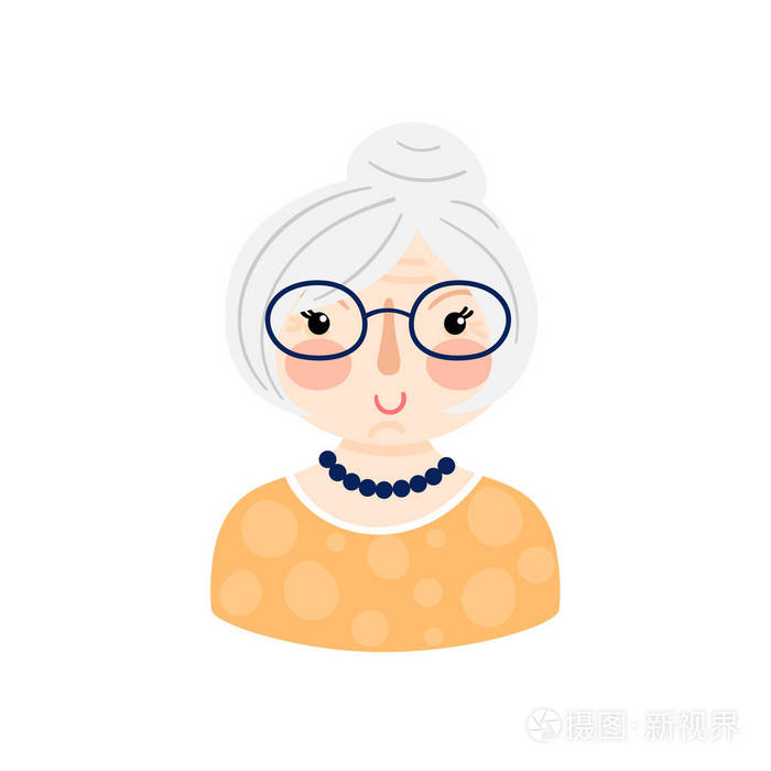 祖母卡通人物.矢量图标