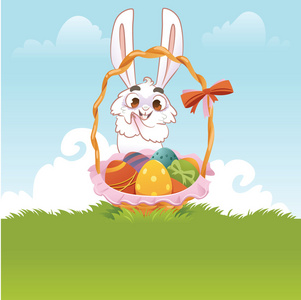 贺卡 兔子与复活节彩蛋