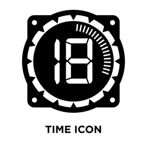 时间图标向量被隔离在白色背景上, 标志概念的时间符号在透明背景下, 填充黑色符号