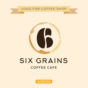 标志中的六位数字跟踪矢量图标插画形式咖啡馆咖啡颗粒