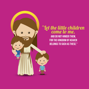 耶稣爱我家(矢量)祈祷的非洲裔美国男孩小耶稣在马槽上耶稣的诞生