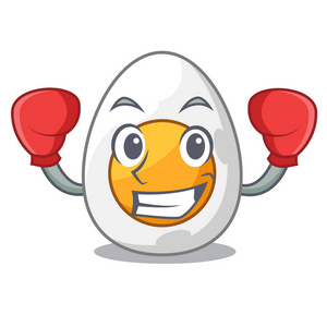 鸡蛋的战斗拳击卡通煮鸡蛋切片早餐照片