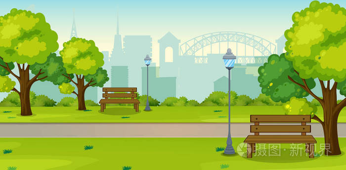 城市城市插图中的公园