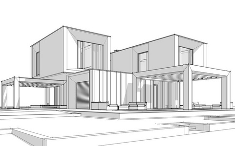 现代别墅草图图片