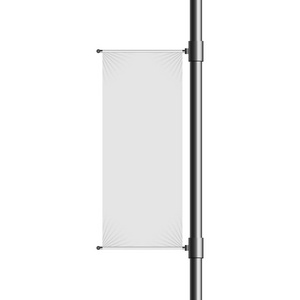 空白灯柱横幅模拟在白色背景下隔离