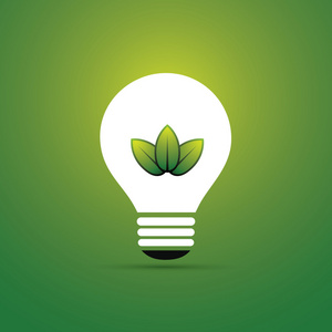 绿色生态能源概念图标叶子里面一个灯泡图片