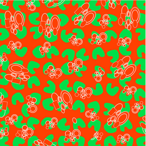 装饰绿色花卉上抽象红色背景与白色绘图