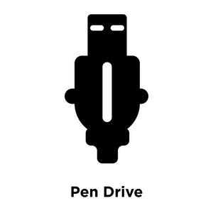 钢笔驱动器图标矢量隔离在白色背景上, 标志概念的钢笔驱动器上的标志透明背景, 实心黑色符号