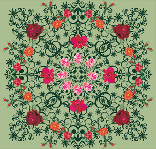 玫瑰和兰花花卉方形装饰图片