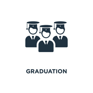 黑色填充矢量图.在白色背景上的毕业标志.可用于网络和移动照片