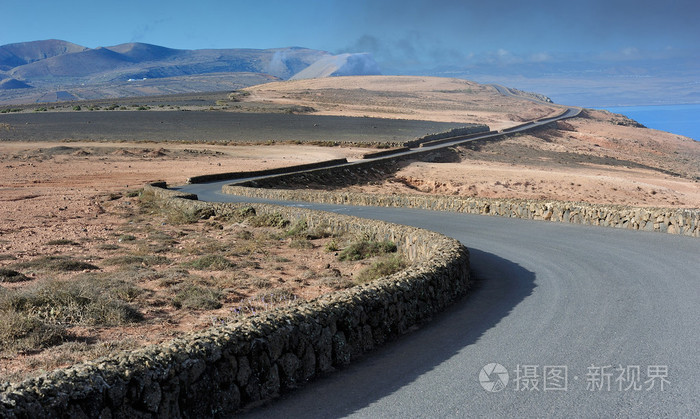 在兰萨罗特岛岛，加那利岛火山景观路