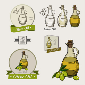 一整套橄榄油标签和标志图片