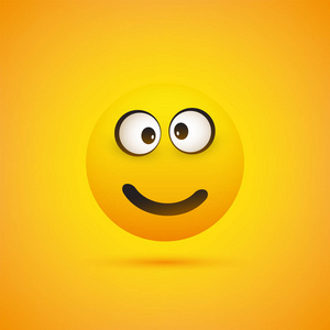 微笑 emoji 表情黄色背景矢量设计中的简单闪亮快乐图释