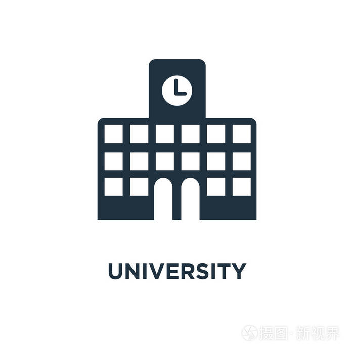 大学图标.黑色填充矢量图.大学标志在白色背景.可用于网络和移动