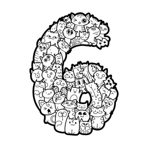 手拉涂鸦孩子们的号码.可爱的 monstred 数字, 数学符号照片