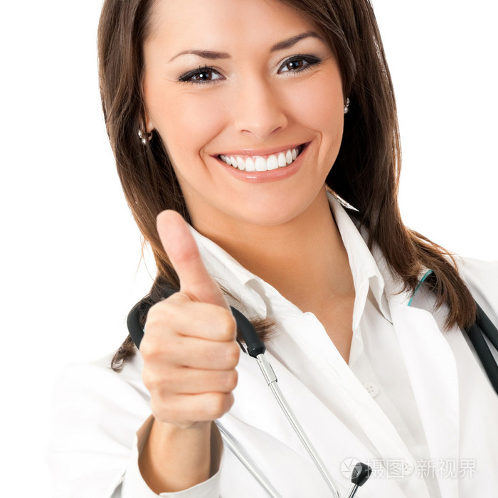 医生与孤立的手势竖起大拇指照片-正版商用图片0b4x8f-摄图新视界