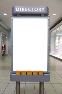 在商场中大型空白色广告牌图片