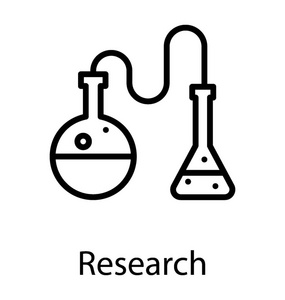 化学瓶平板图标实验室研究与实验概念设计