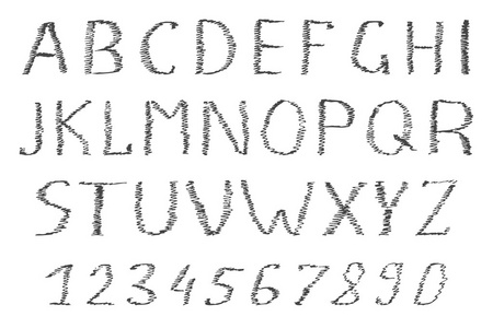 手工绘制的字母表。有趣的矢量字体