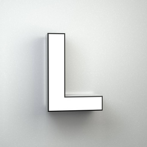 墙上符号字母 l 大写隔离在白色墙壁上照片