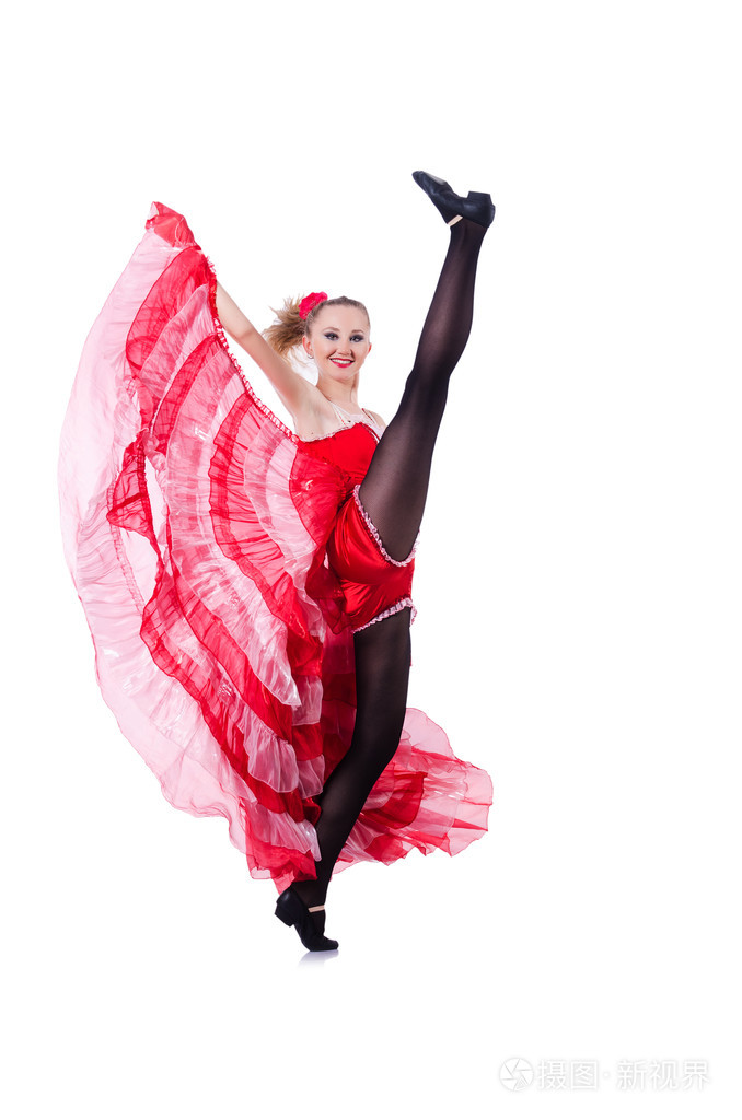 红色穿裙子跳舞跳舞的女孩