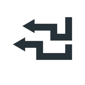 白色 backgro 上的左箭头图标矢量符号和符号隔离