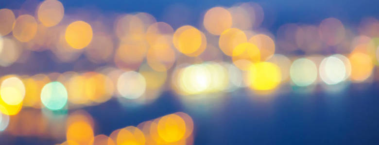 抽象背景选择性聚焦散景大城市海岸边夜景亮色调