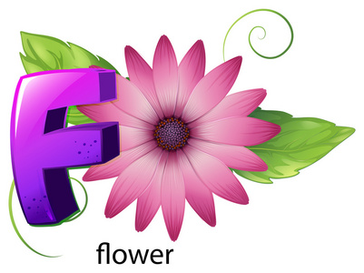 英式花体字母花的字母 f照片