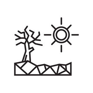 海啸逃生白色背景下的干旱图标矢量符号与符号分离照片