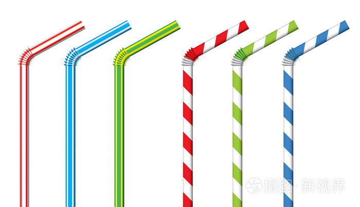 七彩饮用吸管,矢量集