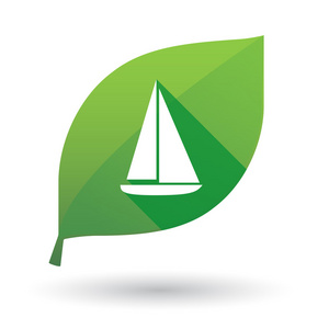 绿色的叶子图标与一艘船
