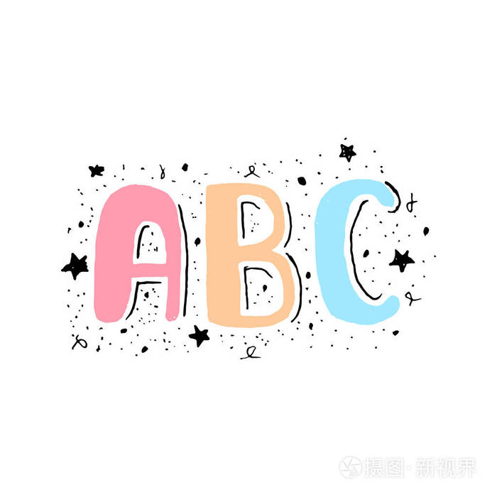 手绘abc字母的矢量图解