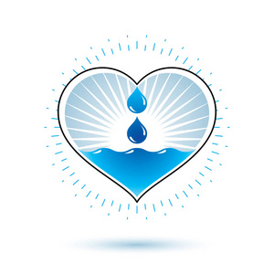 白色背景下的纯净水心脏标志设置与牛奶, 果汁, 纯净