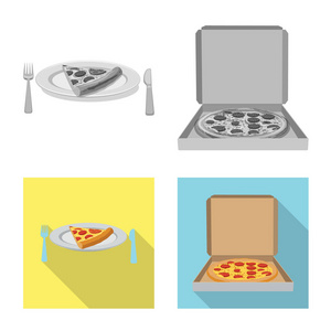 披萨和食物符号的孤立对象。收藏比萨和意大利股票矢量插图