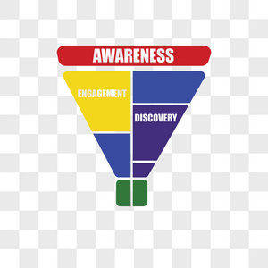 在透明背景下隔离的营销漏斗矢量图标