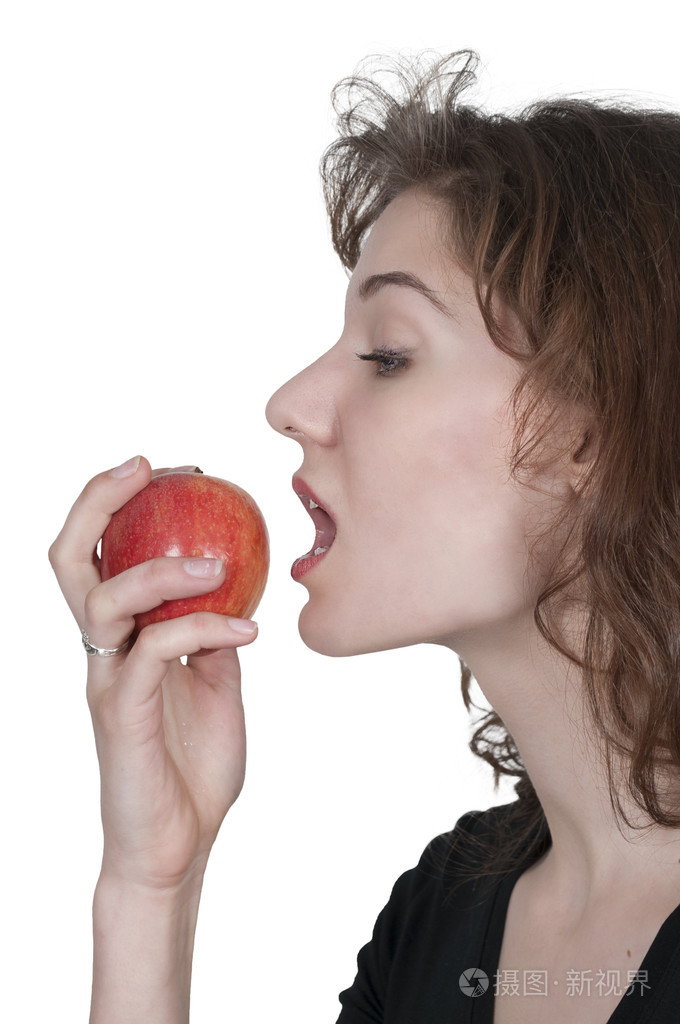 女人吃苹果