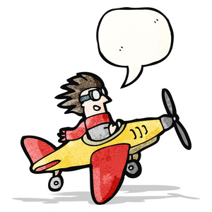 卡通飞行员在飞机图片