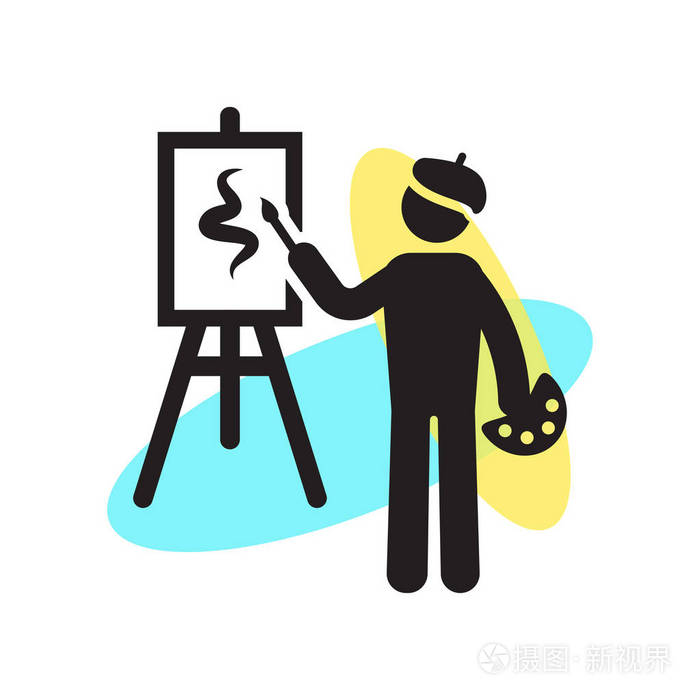 在白色 b 上的画家绘画图标矢量符号和符号